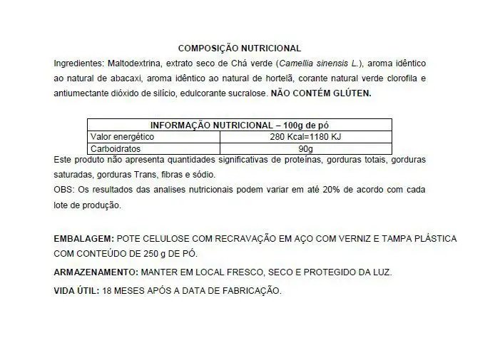 cha verde sabor abacaxi com hortela